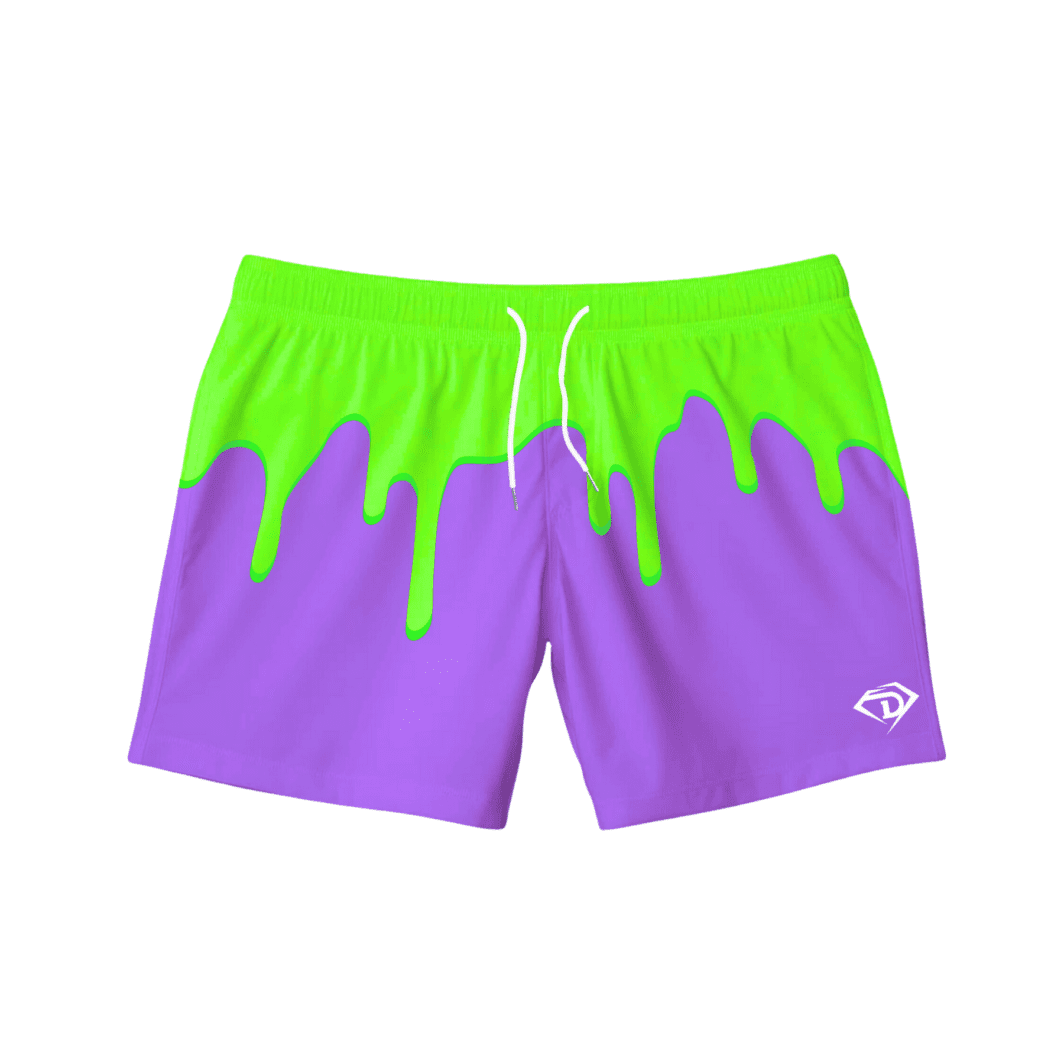 d1 dry fit athletic shorts drip purple green