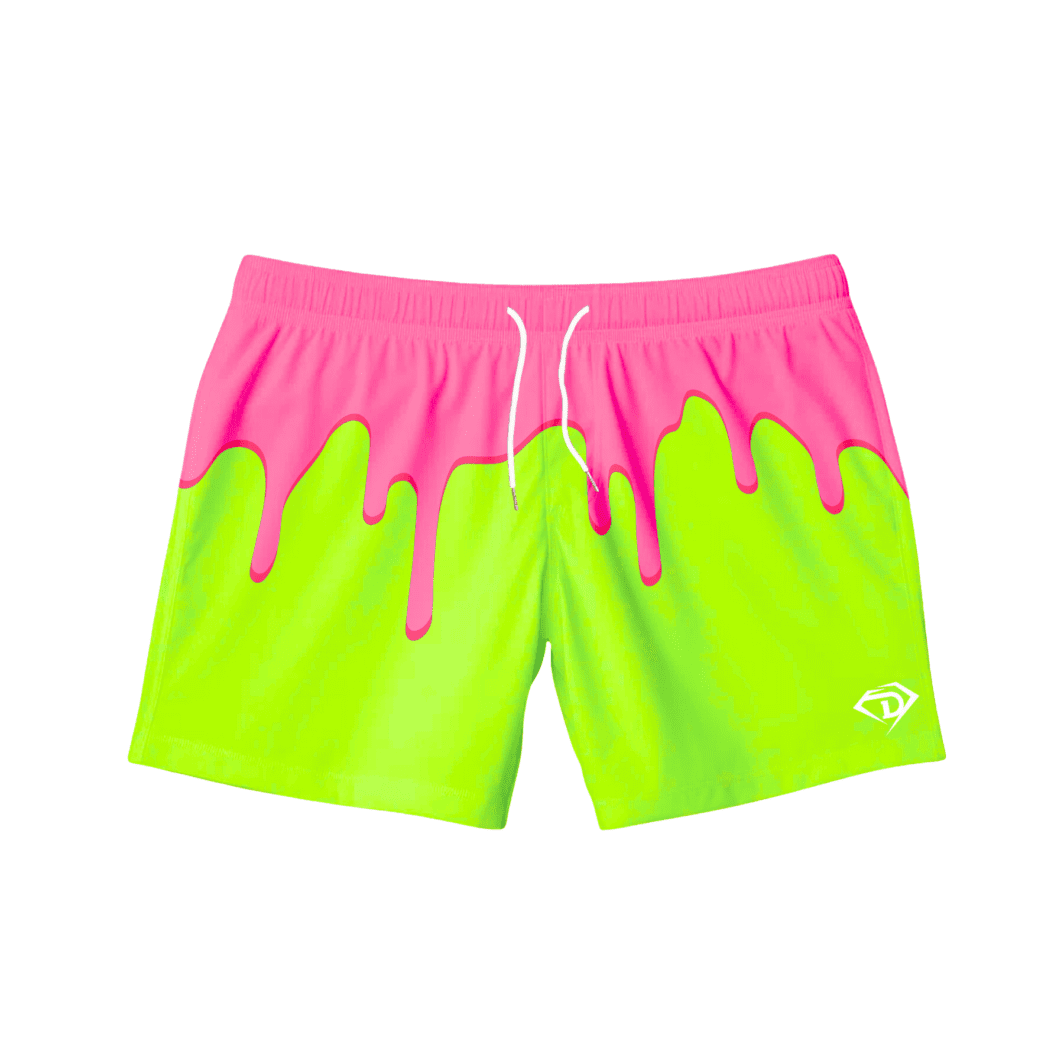 Dry-fit athletic shorts green pink d1 drip