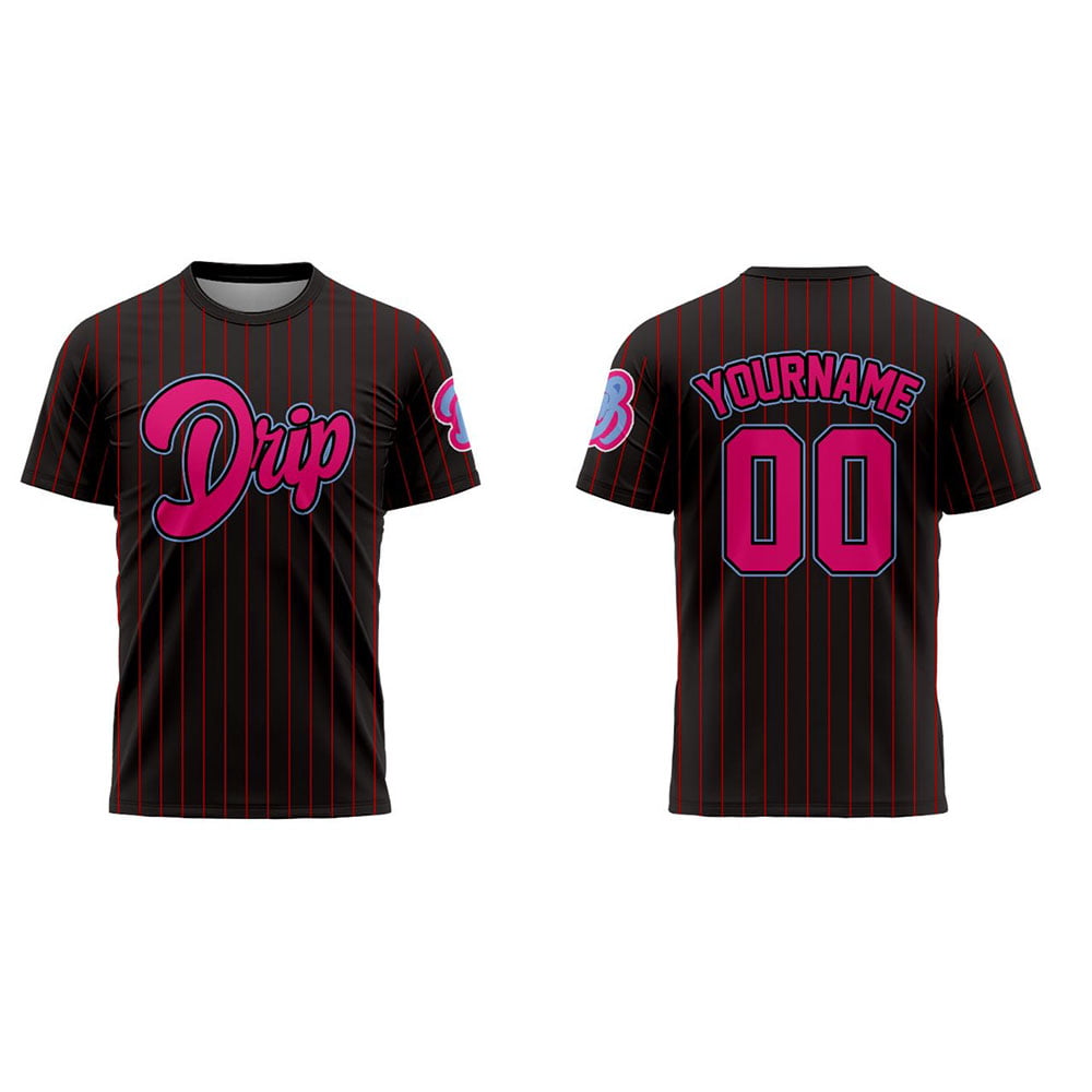 Drip Baseball Shirts - Black Pink Stripes