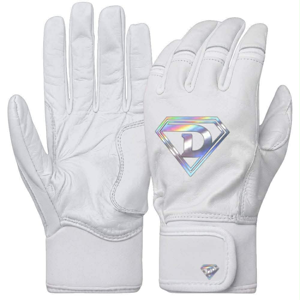 D1 Premium Batting Gloves - White Chrome Holographic