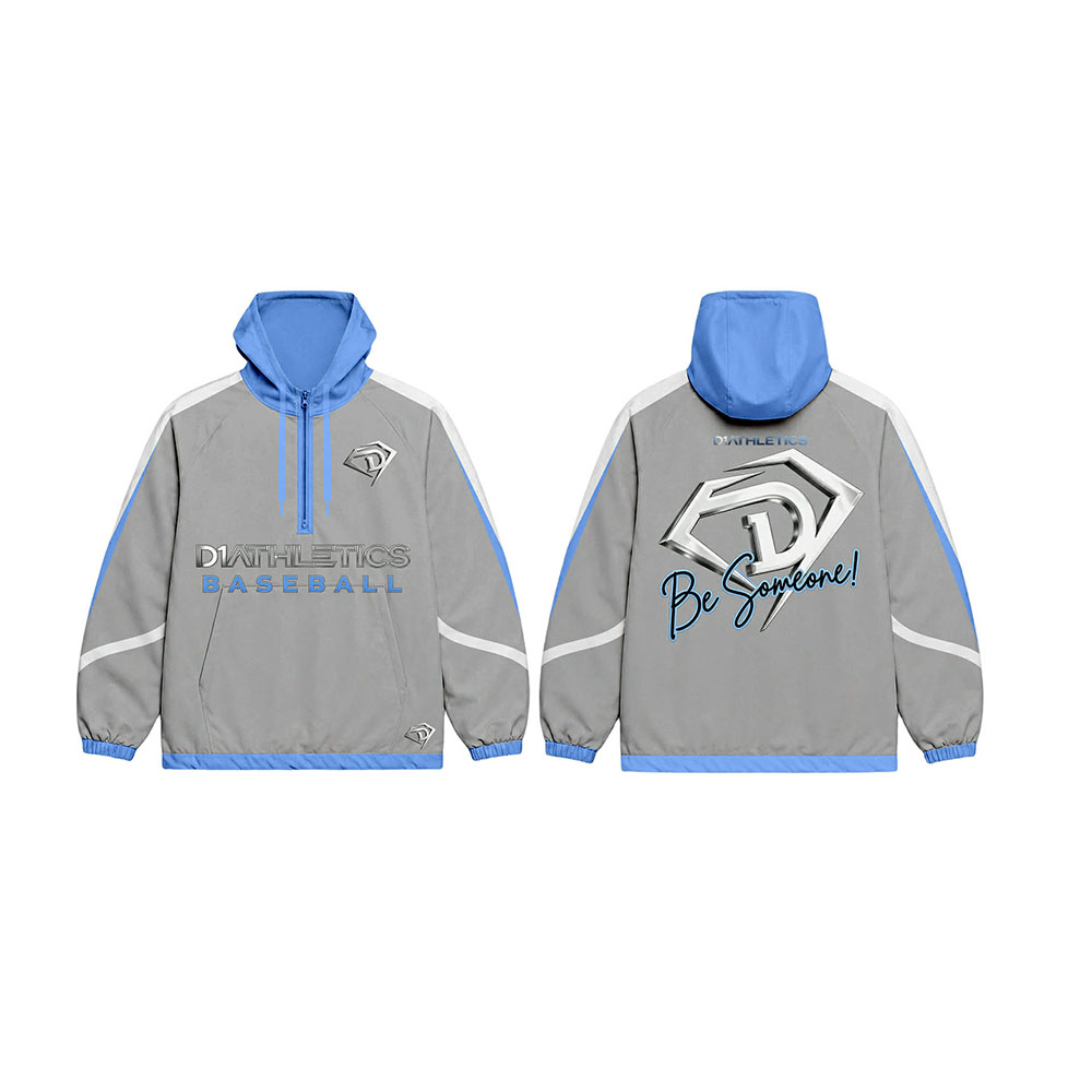 Grey Hooded Windbreaker